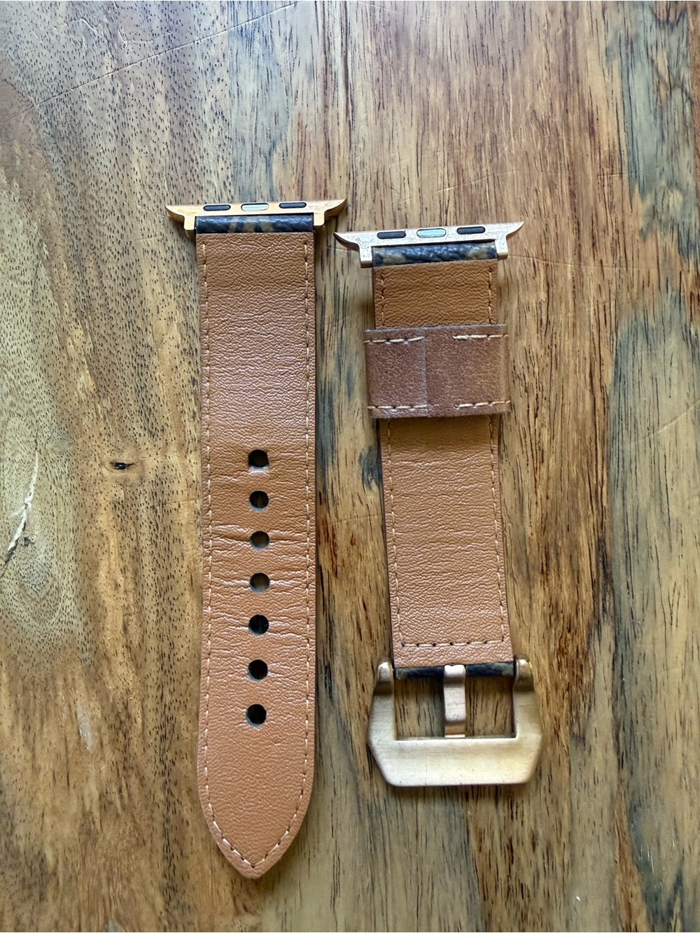 Monogram Brown Leather Apple Watch Band - 44mm - Picture 2 of 2